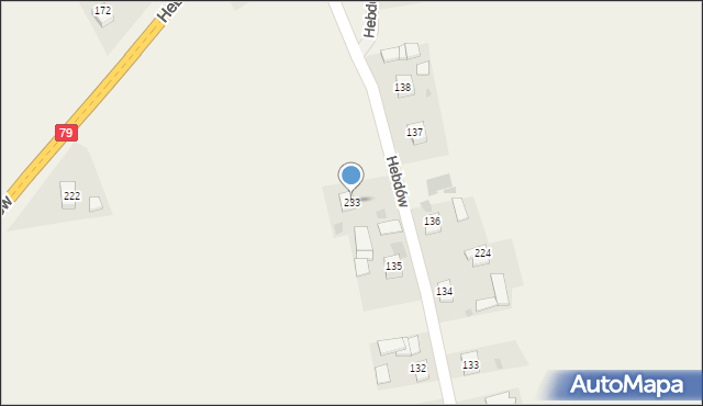 Hebdów, Hebdów, 233, mapa Hebdów