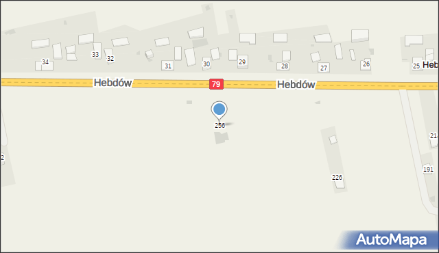 Hebdów, Hebdów, 256, mapa Hebdów