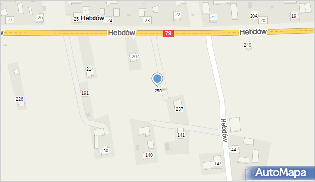 Hebdów, Hebdów, 258, mapa Hebdów