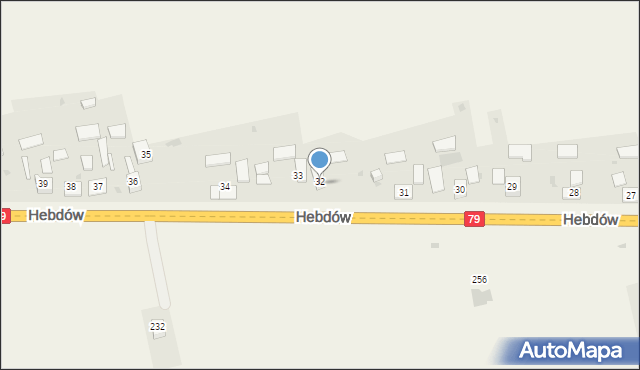 Hebdów, Hebdów, 32, mapa Hebdów