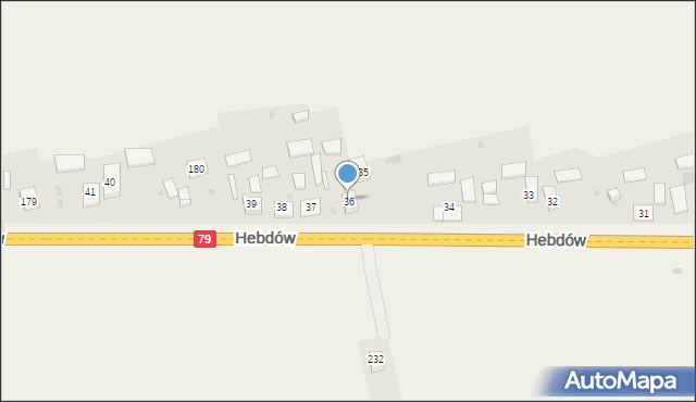 Hebdów, Hebdów, 36, mapa Hebdów