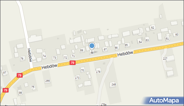 Hebdów, Hebdów, 68, mapa Hebdów