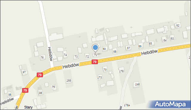 Hebdów, Hebdów, 71, mapa Hebdów