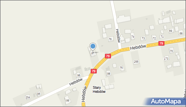 Hebdów, Hebdów, 97, mapa Hebdów