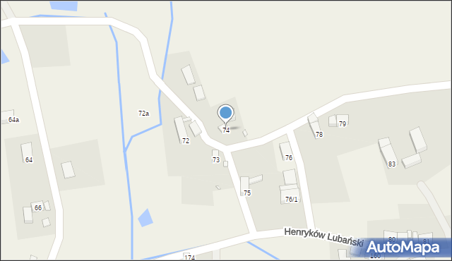 Henryków Lubański, Henryków Lubański, 74, mapa Henryków Lubański