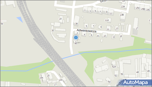 Katowice, Hetmańska, 40, mapa Katowic