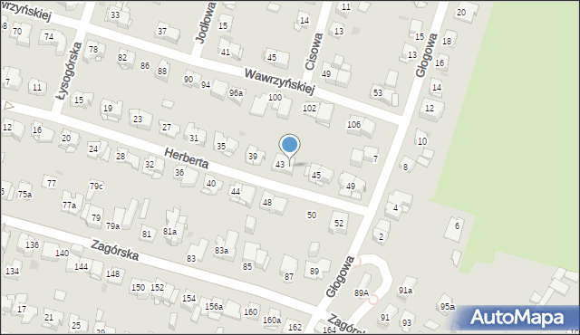 Kielce, Herberta Zbigniewa, 43A, mapa Kielc