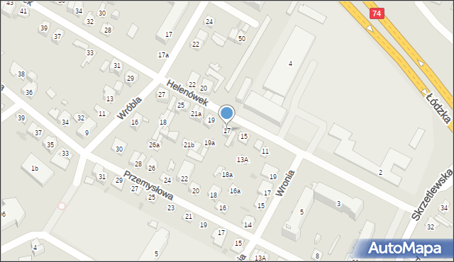 Kielce, Helenówek, 17, mapa Kielc