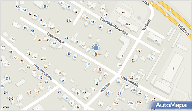 Kielce, Helenówek, 28, mapa Kielc