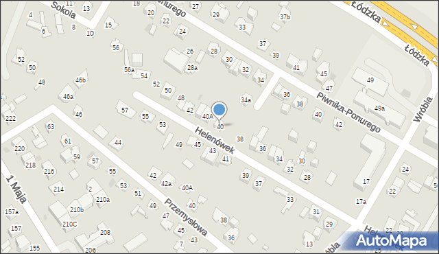 Kielce, Helenówek, 40, mapa Kielc