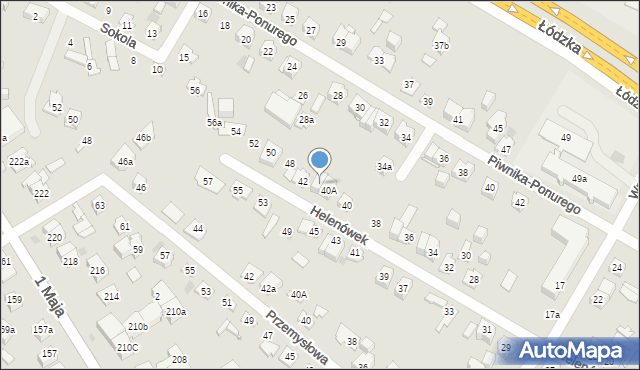 Kielce, Helenówek, 40B, mapa Kielc