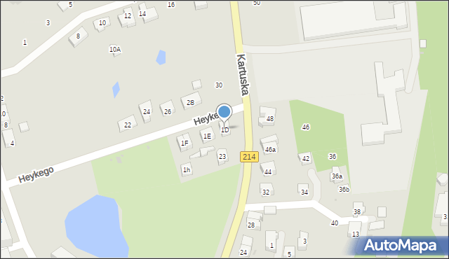 Kościerzyna, Heykego Leona, dr., 1D, mapa Kościerzyna