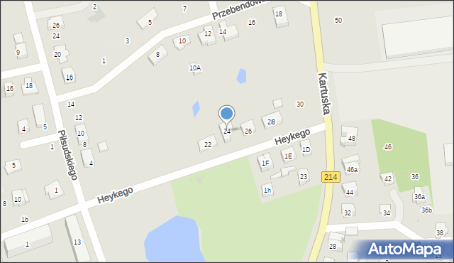 Kościerzyna, Heykego Leona, dr., 24, mapa Kościerzyna
