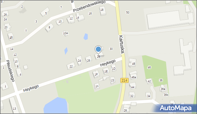 Kościerzyna, Heykego Leona, dr., 28, mapa Kościerzyna