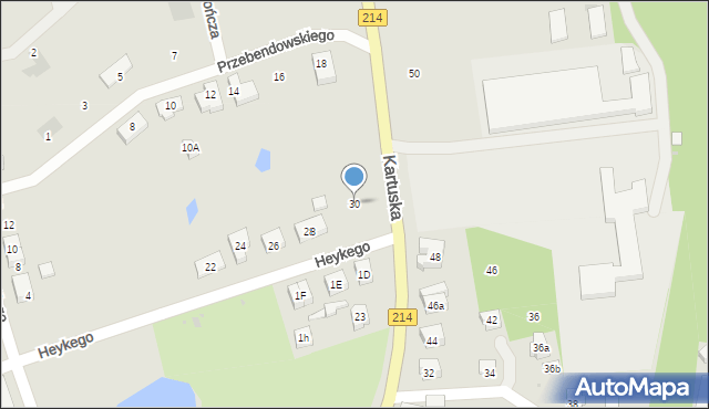 Kościerzyna, Heykego Leona, dr., 30, mapa Kościerzyna