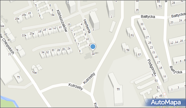 Koszalin, Herberta Zbigniewa, 14, mapa Koszalina