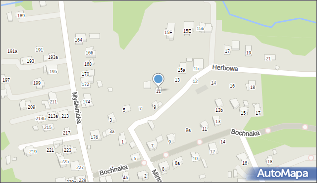 Kraków, Herbowa, 11, mapa Krakowa