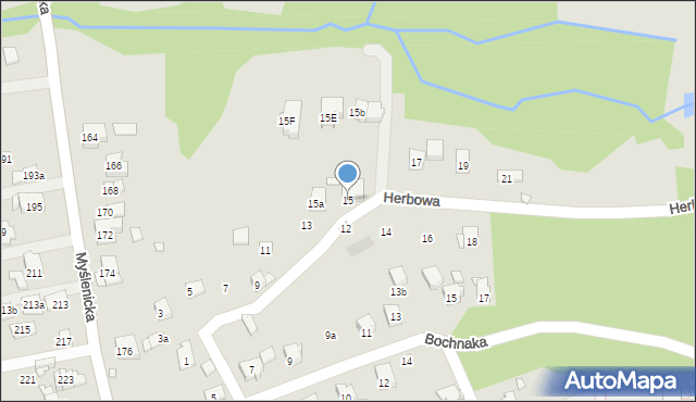 Kraków, Herbowa, 15, mapa Krakowa