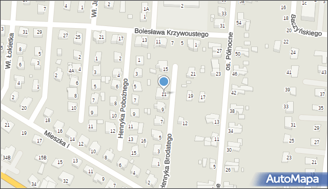 Krosno Odrzańskie, Henryka Brodatego, 11, mapa Krosno Odrzańskie