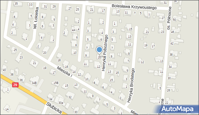 Krosno Odrzańskie, Henryka Pobożnego, 10, mapa Krosno Odrzańskie