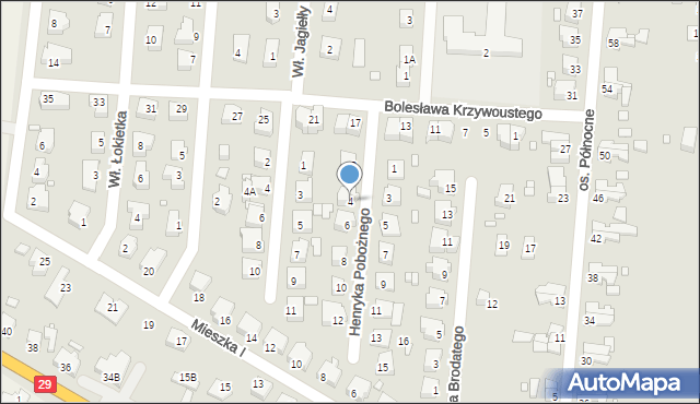 Krosno Odrzańskie, Henryka Pobożnego, 4, mapa Krosno Odrzańskie