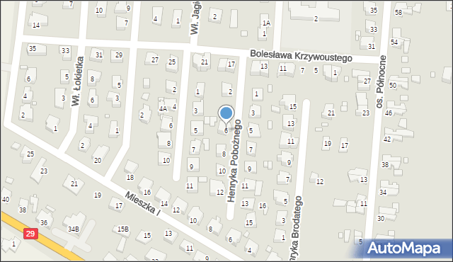 Krosno Odrzańskie, Henryka Pobożnego, 6, mapa Krosno Odrzańskie