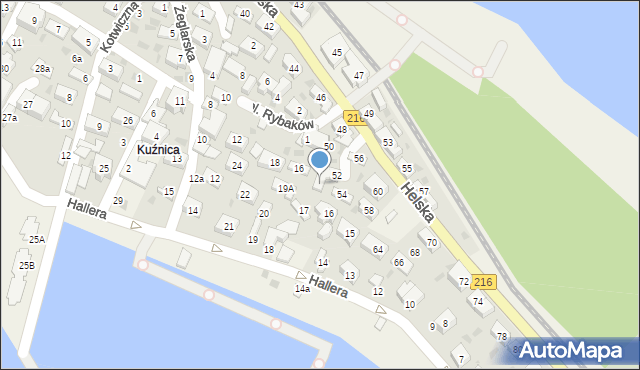 Kuźnica, Helska, 52A, mapa Kuźnica