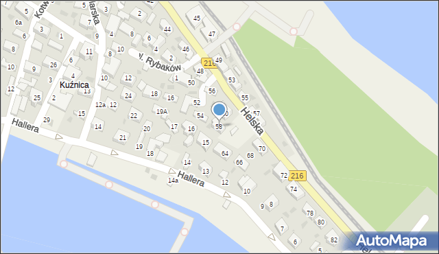 Kuźnica, Helska, 58, mapa Kuźnica