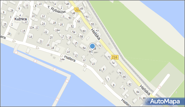 Kuźnica, Helska, 66a, mapa Kuźnica
