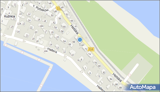Kuźnica, Helska, 70a, mapa Kuźnica