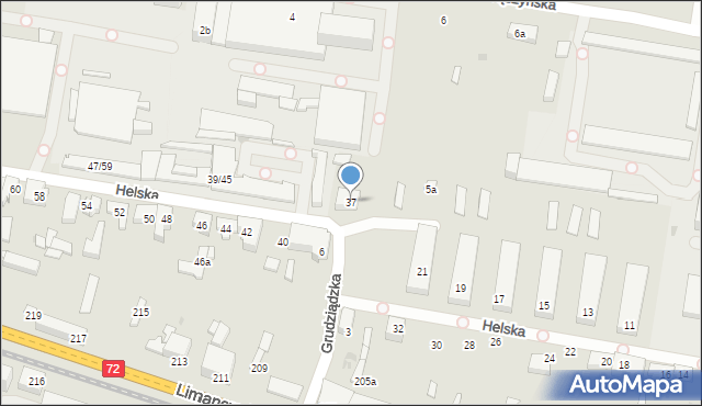 Łódź, Helska, 37, mapa Łodzi