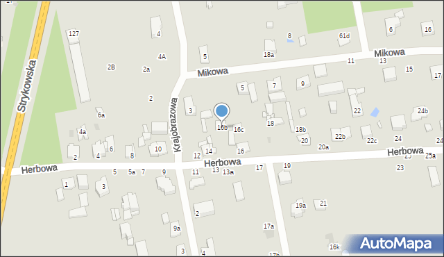 Łódź, Herbowa, 16b, mapa Łodzi