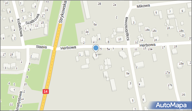 Łódź, Herbowa, 3, mapa Łodzi