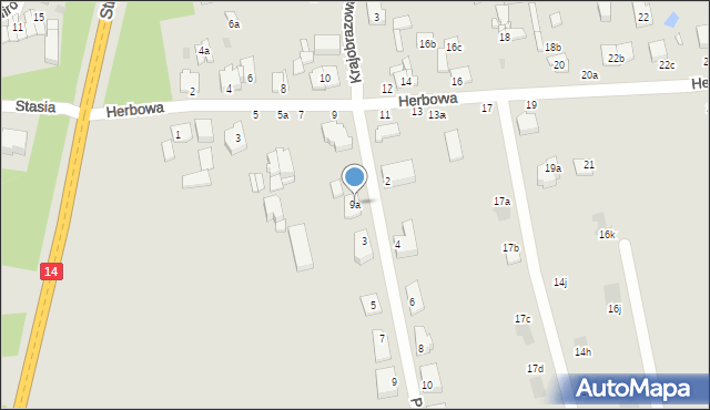 Łódź, Herbowa, 9a, mapa Łodzi