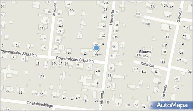 Łódź, Herberta Zbigniewa, 33, mapa Łodzi