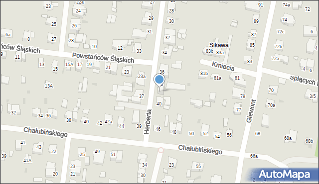 Łódź, Herberta Zbigniewa, 38a, mapa Łodzi
