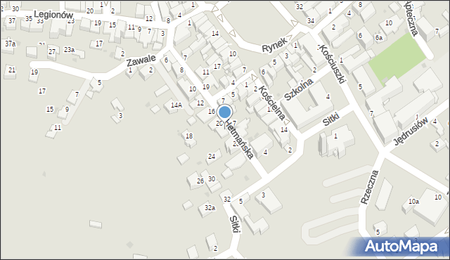 Mielec, Hetmańska, 22, mapa Mielca