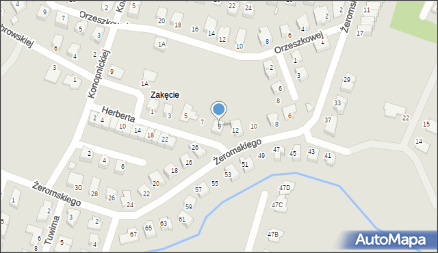 Myślibórz, Herberta Zbigniewa, 9, mapa Myślibórz