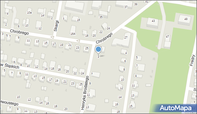 Oborniki Śląskie, Henryka Brodatego, 1, mapa Oborniki Śląskie