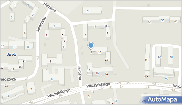 Olsztyn, Herberta Zbigniewa, 8, mapa Olsztyna