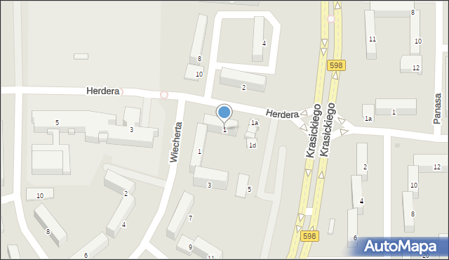 Olsztyn, Herdera Johanna Gottfrieda, 1, mapa Olsztyna