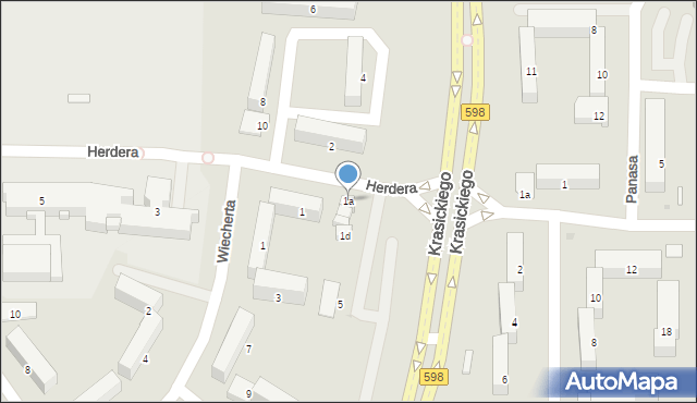 Olsztyn, Herdera Johanna Gottfrieda, 1a, mapa Olsztyna