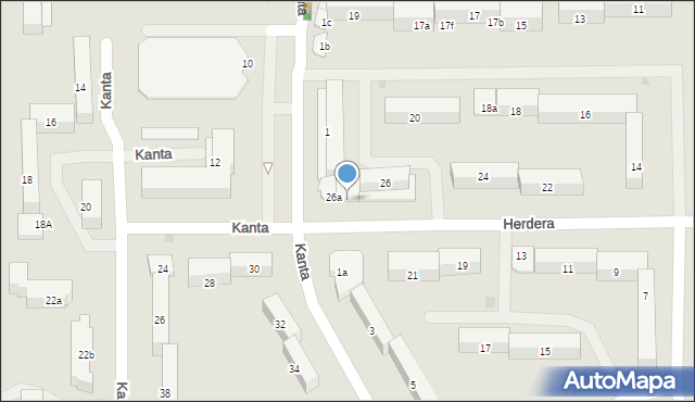 Olsztyn, Herdera Johanna Gottfrieda, 28, mapa Olsztyna