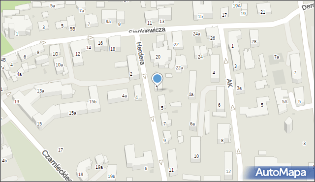 Ostróda, Herdera Johanna, 3, mapa Ostróda