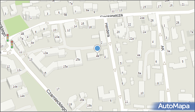 Ostróda, Herdera Johanna, 4a, mapa Ostróda