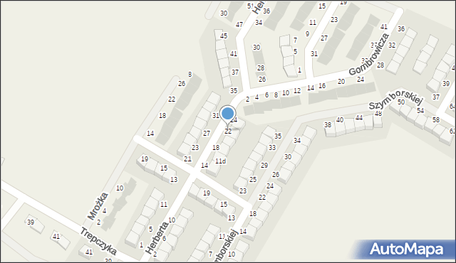 Pępowo, Herberta Zbigniewa, 22, mapa Pępowo