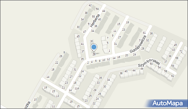 Pępowo, Herberta Zbigniewa, 26, mapa Pępowo