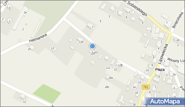 Płaza, Hetmańska, 11b, mapa Płaza