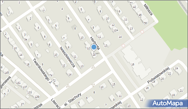 Poznań, Herberta Zbigniewa, 14, mapa Poznania
