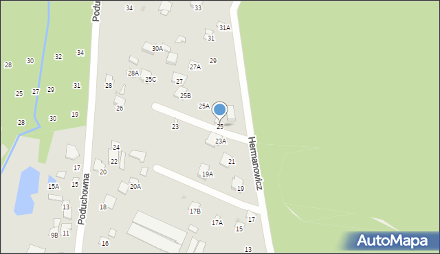 Radom, Hermanowicz Haliny, 25, mapa Radomia